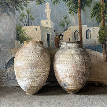 2 x Oversize Antique Pithoi or Greek Olive Pots