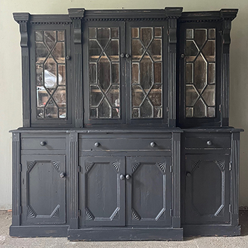 Antique Pine Breakfront Bookcase in Georgian Style