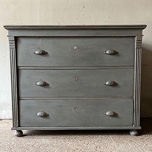 Antique Pine Commode in Swedish Grey