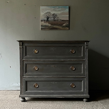 Antique Pine Commode in Swedish Grey