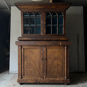 Antique Pine Gothic Style Cabinet in Original Paint