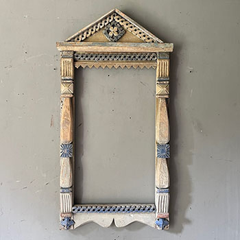 Large Decorative Carved Frame in Original Blue White amp Cream