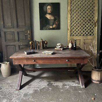 Large Oak Library Table or Desk
