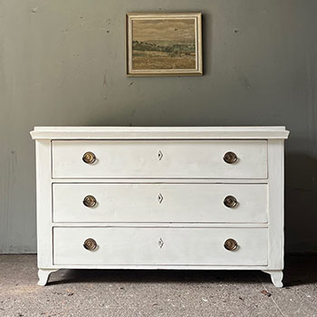 Large Painted Pine Commode in Gustavian White