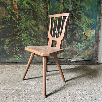 Primitive Painted Oak Lyre-Back Stick Chair