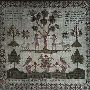 Regency Adam and Eve Sampler with Inscriptions