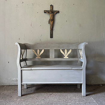 Small Antique Style Painted Pine Box Bench