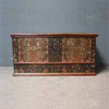 An antique pine box or dowry trunk coffer chest