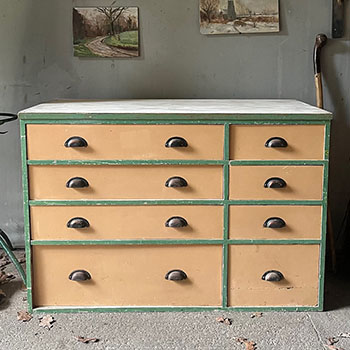 Vintage Painted Bank of 8 Drawers